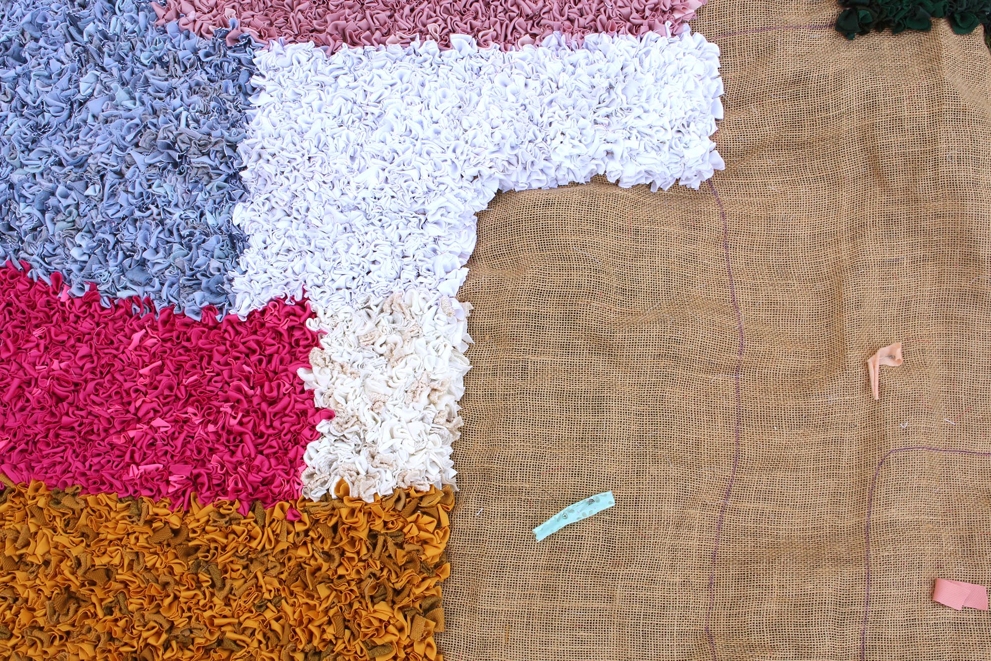 work in progress half finished rag rug