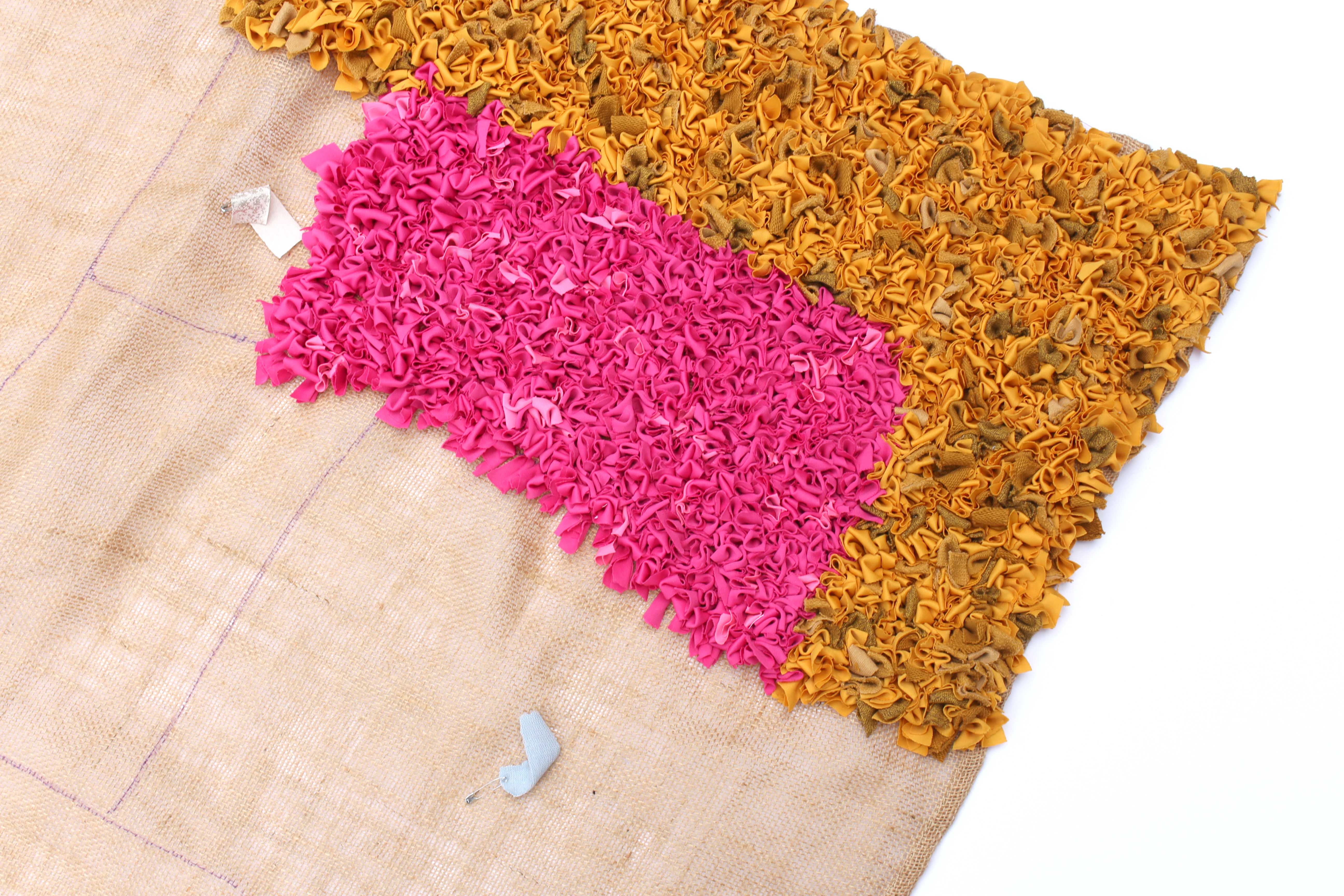 two colour blocks work in progress rag rug