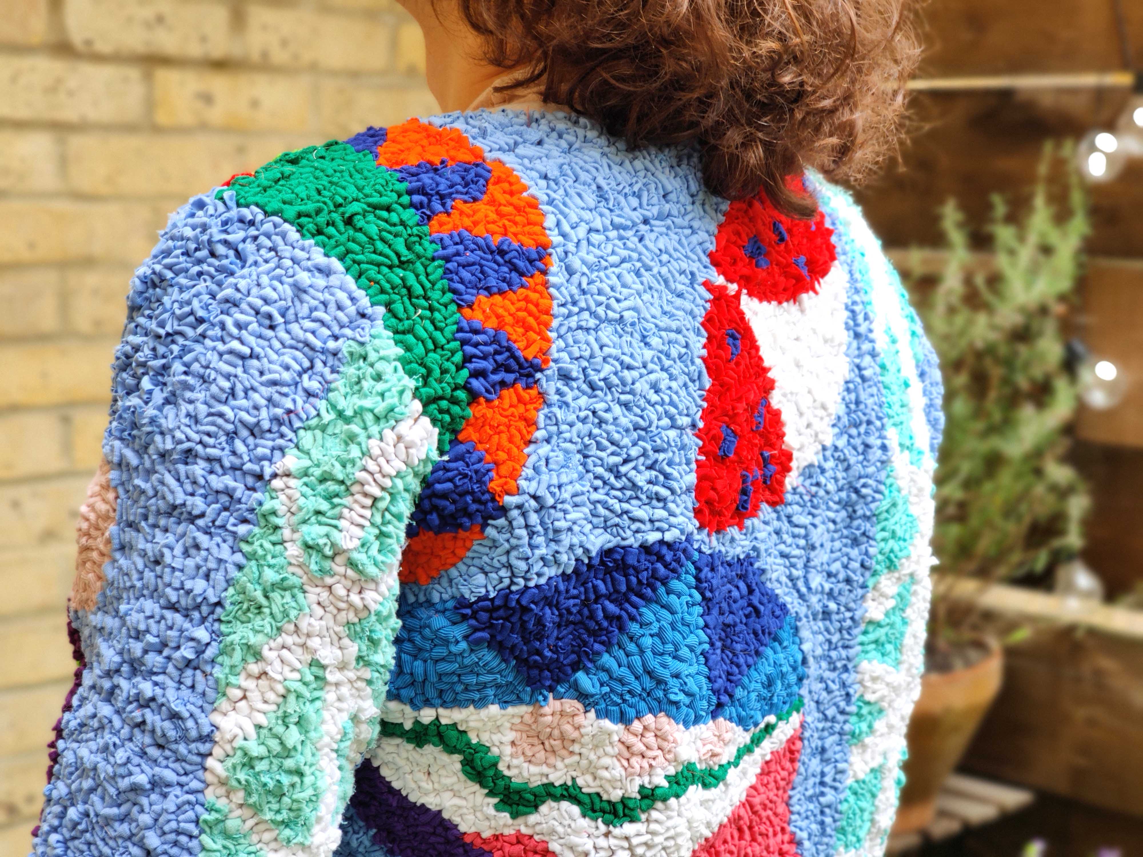 back side view rag rug jacket finished