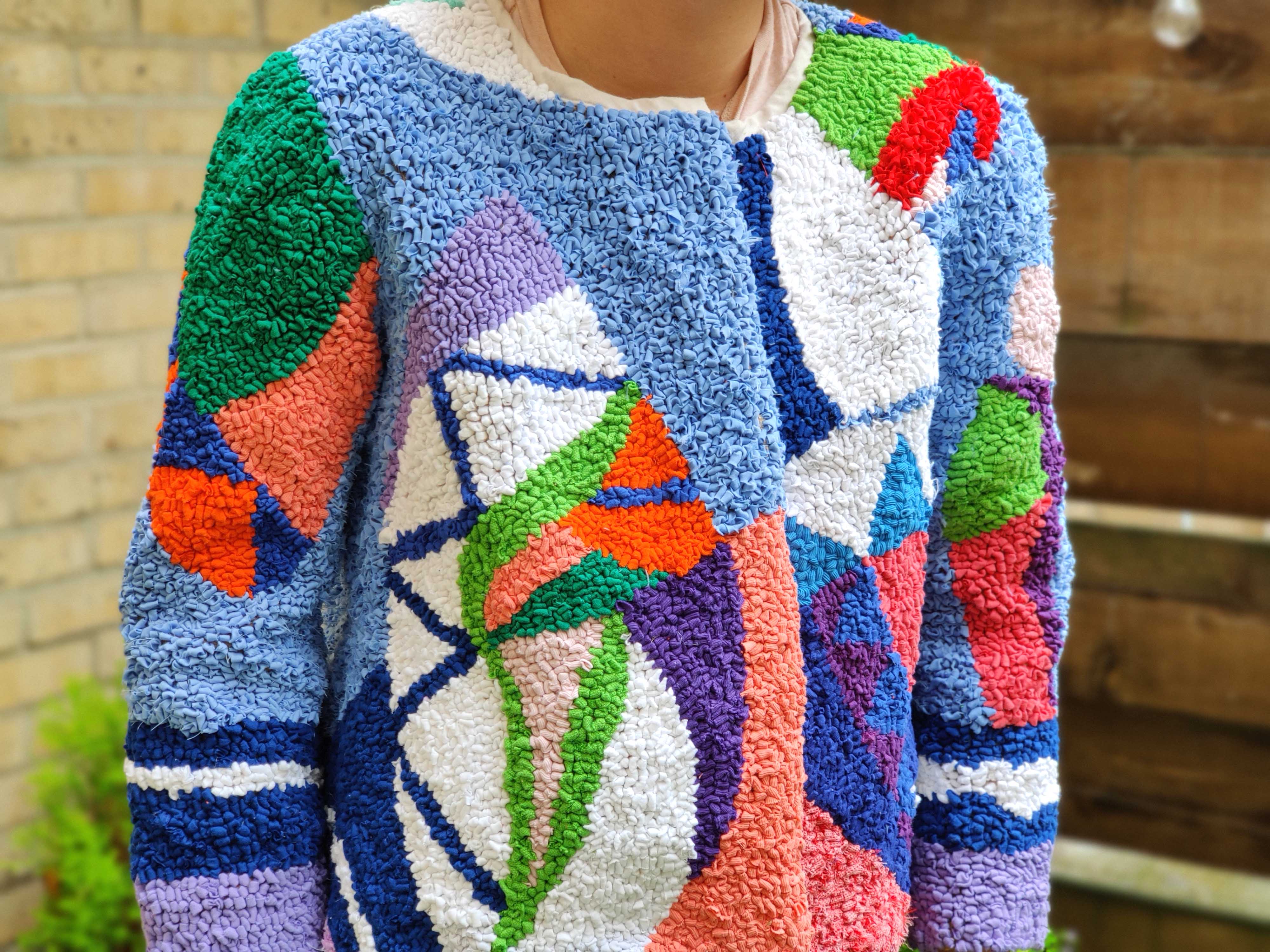 front view mis shot rag rug jacket finished