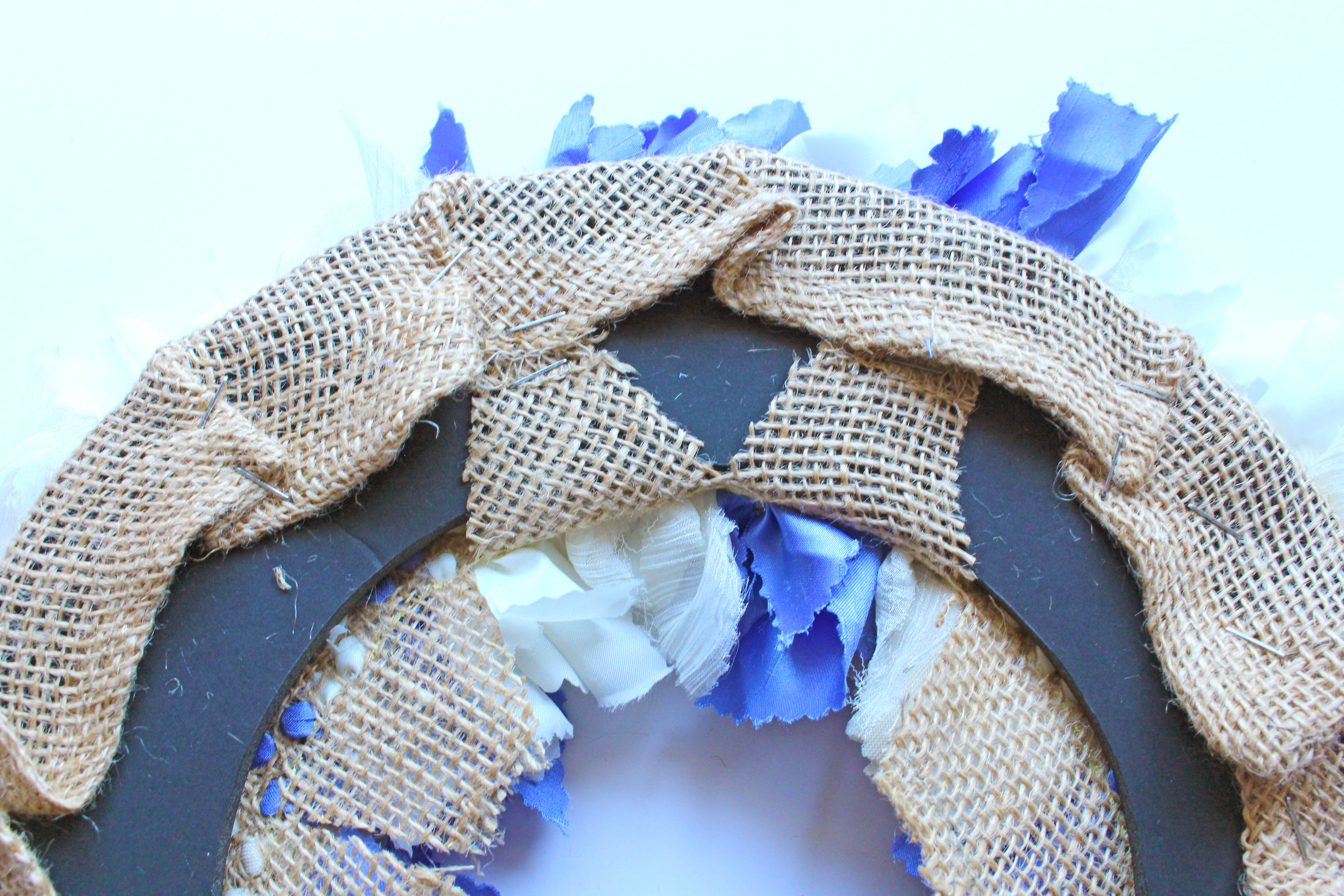 Attaching Inner Hem Hessian onto Foam Board