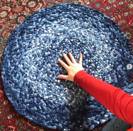 round blue twined rug
