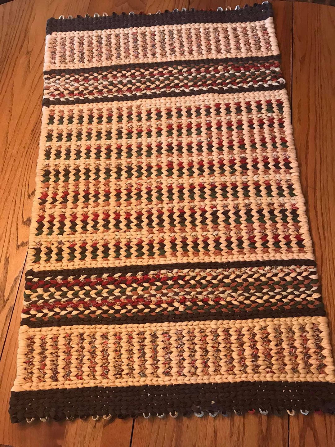Complex twined rag rug