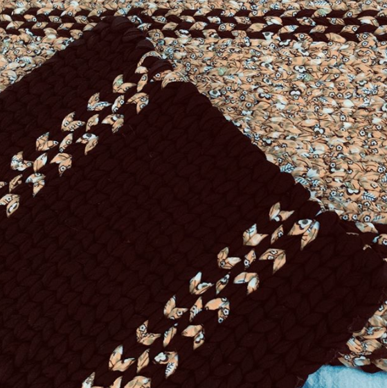 twined rag rug with zig zag pattern