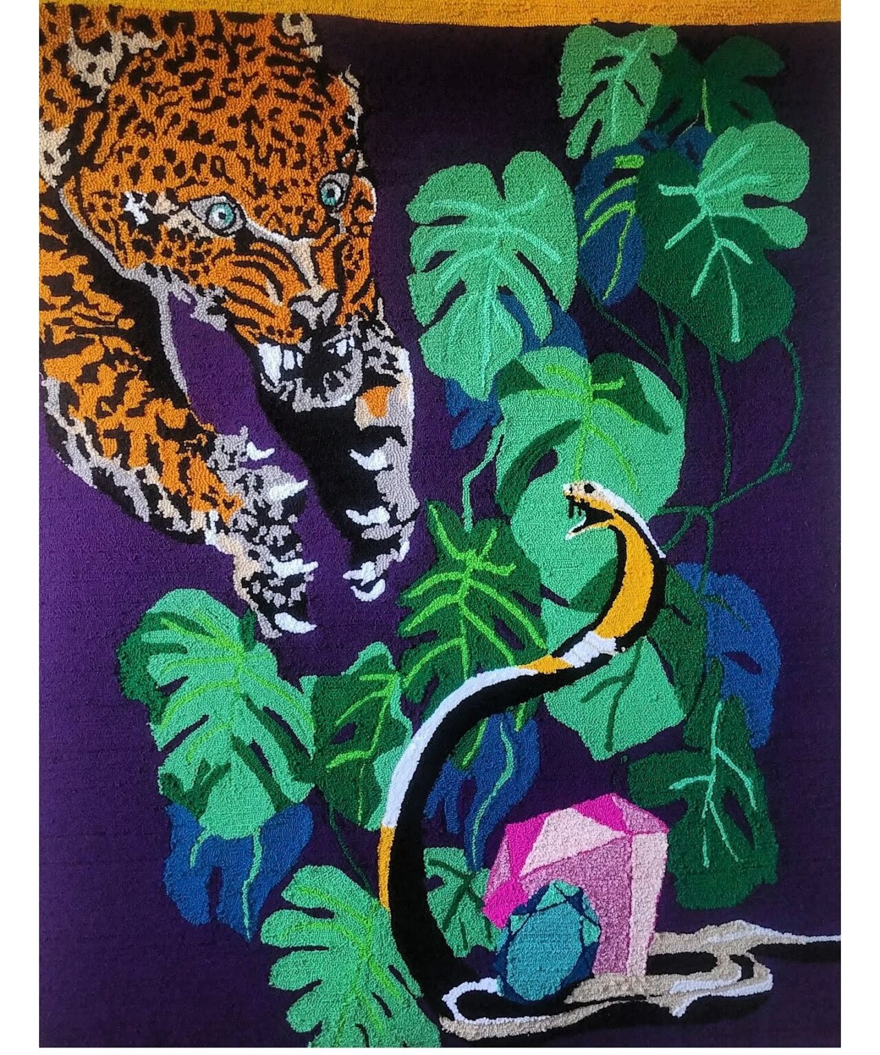 finished design snake and tiger wall hanging