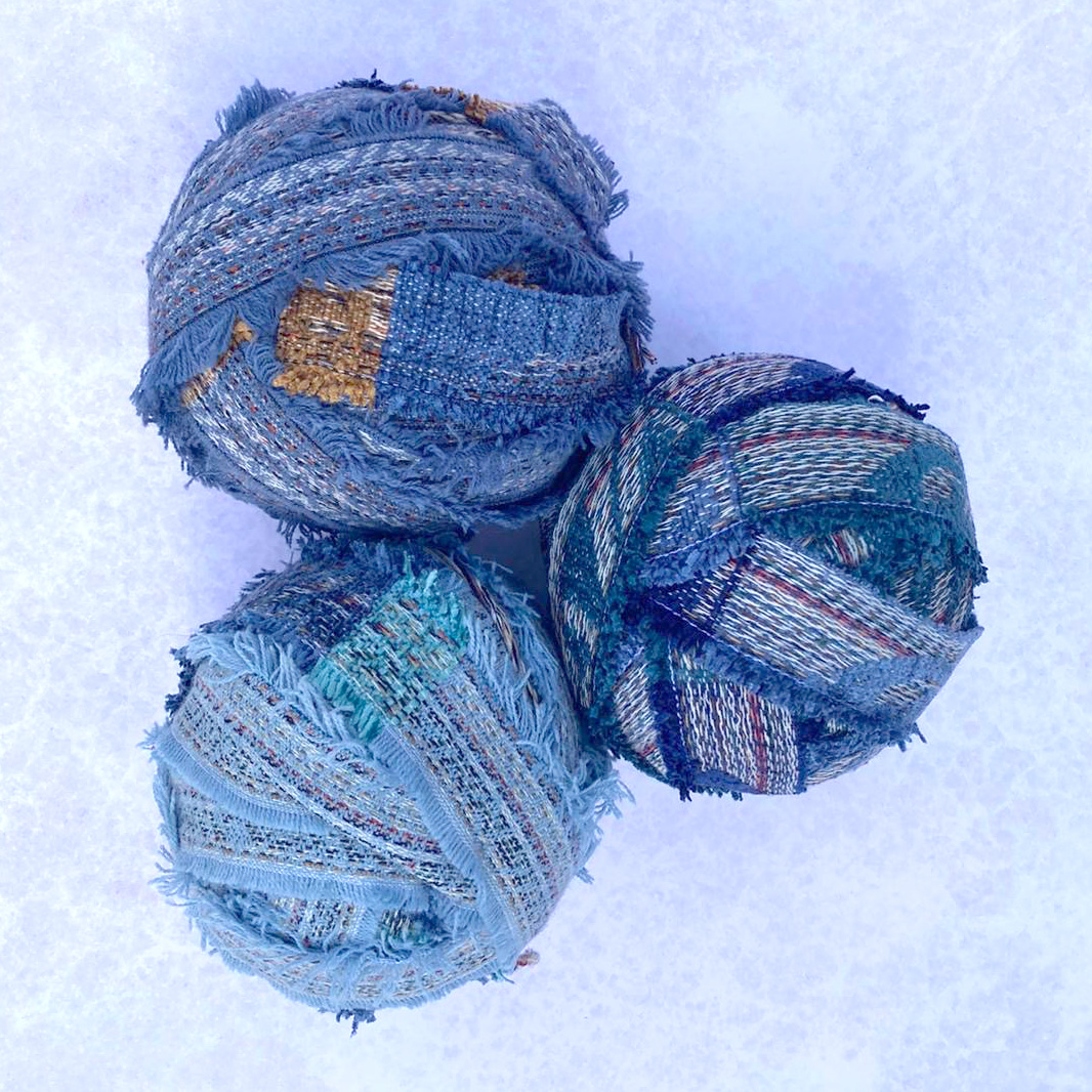Blue chenille yarn
