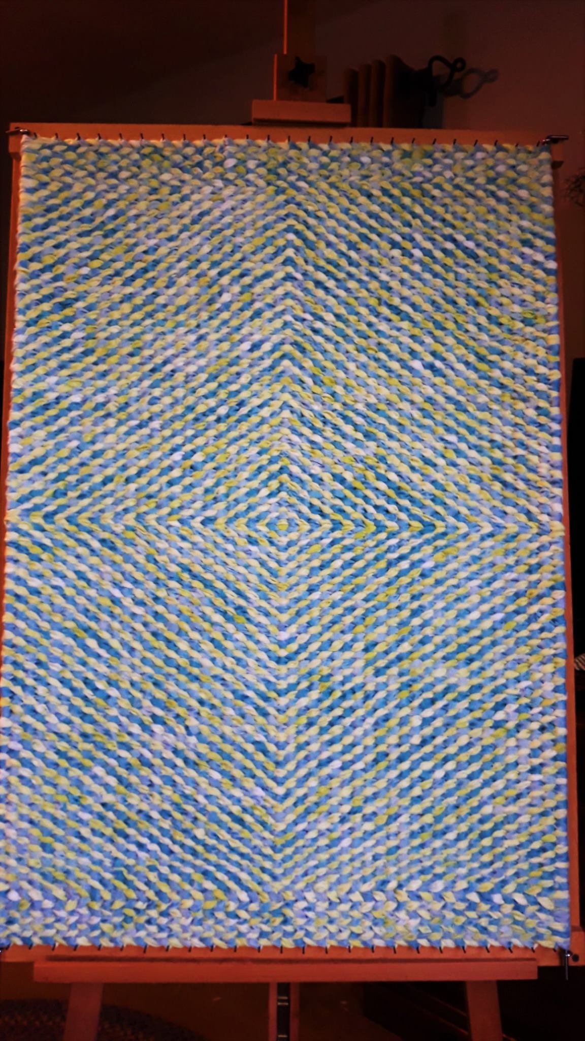 Blue diamond twined rug
