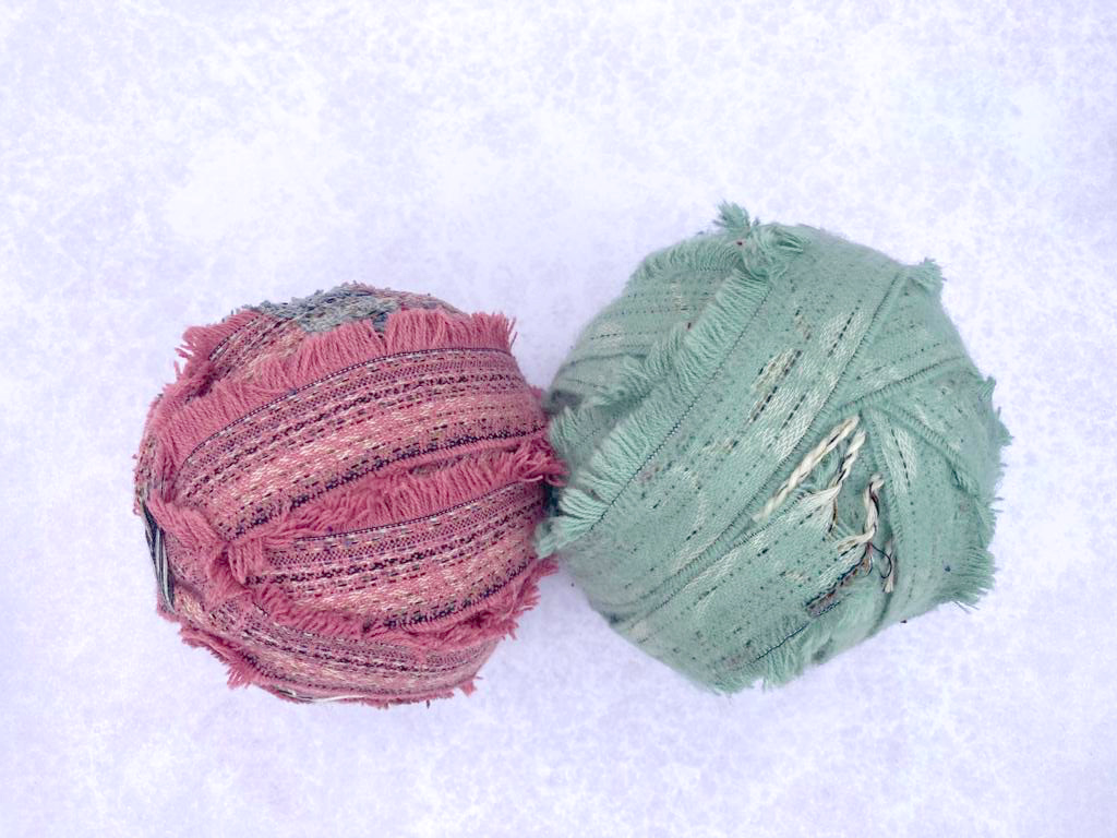 Pink and mint chenille balls