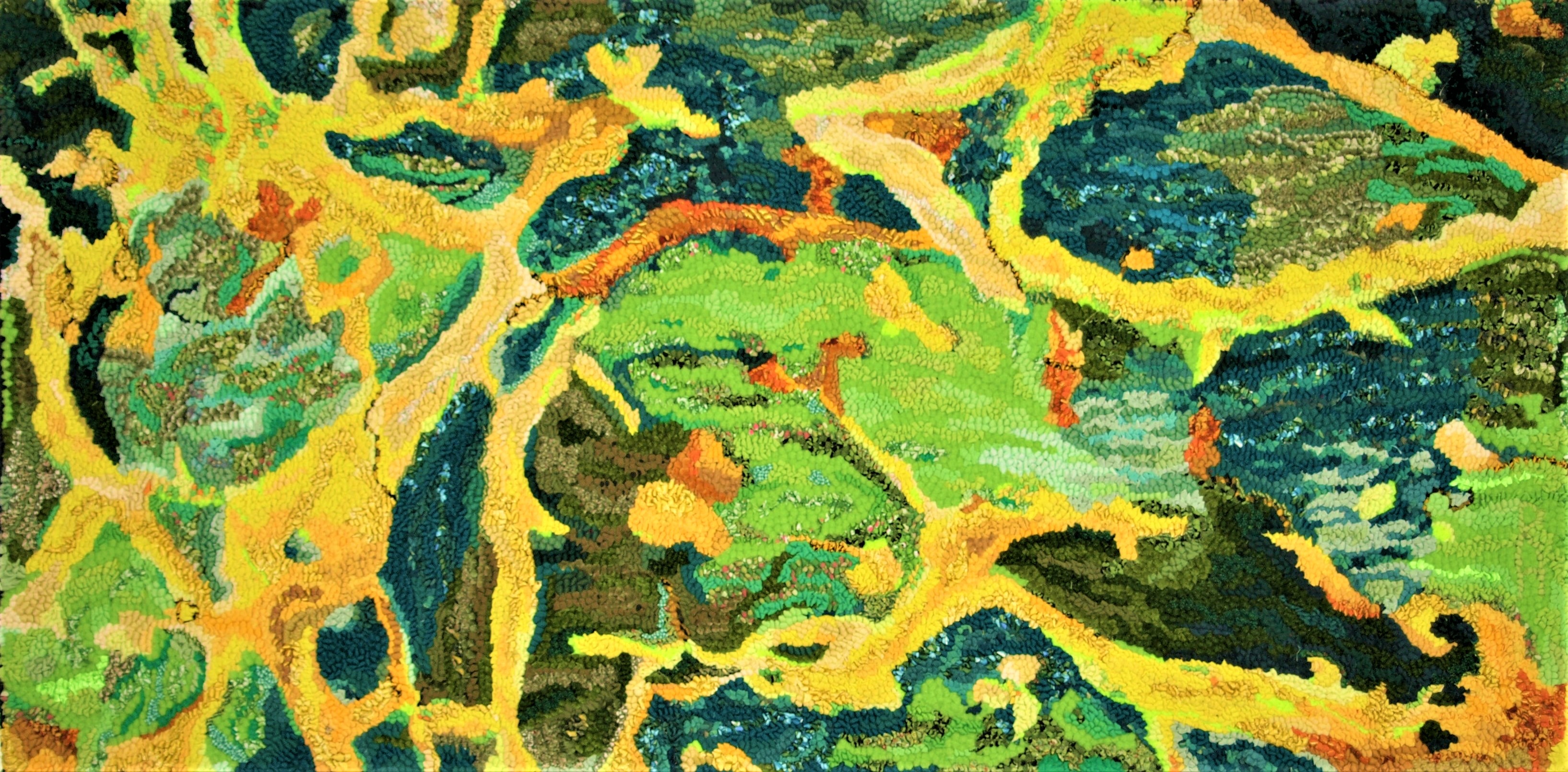 Abstract Green Hooked Rug
