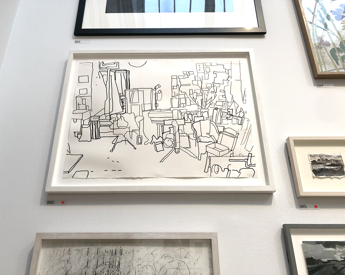 framed line drawing artwork