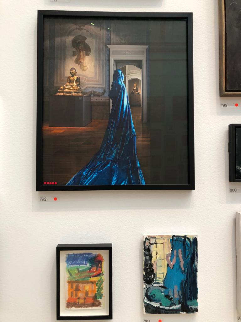 royal academy art exhibition painting lady in blue dress
